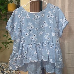 floral embroidered blouse top peplum style